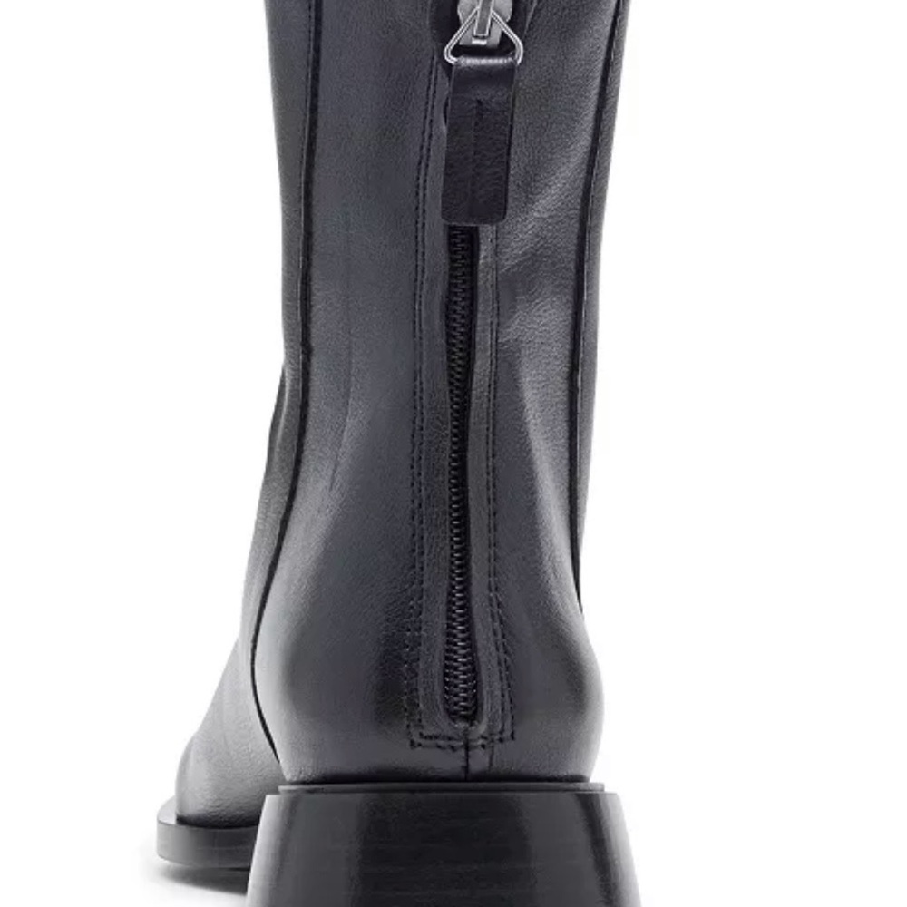 Steve Madden Black Leather Zip-Back Ankle Booties - Picture 3 of 6